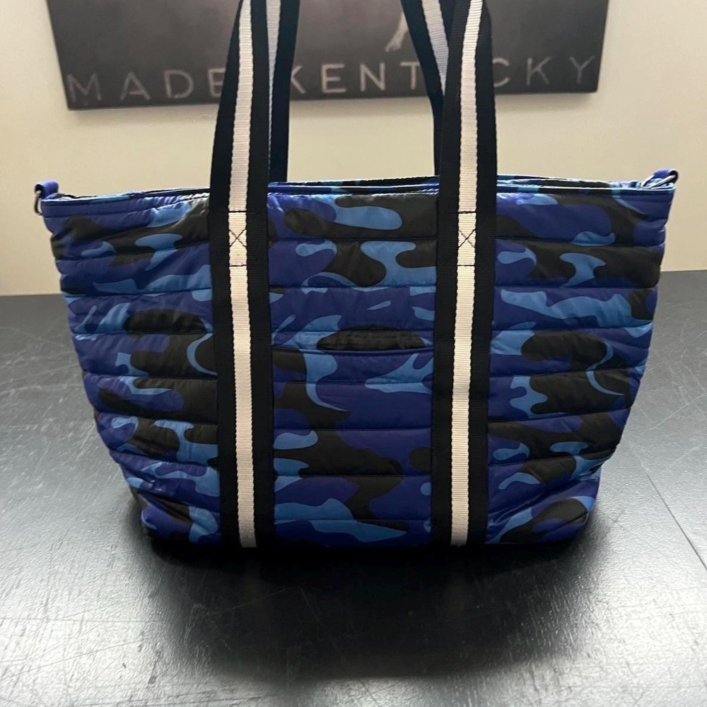 Think Royln Wingman Tote Blue Camo Quilted Puffer Large Bag